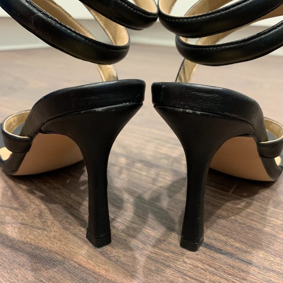 Black low heels sexy spiral ankle wrap size 5.5 women shoe for clubbing Party - Picture 6 of 8